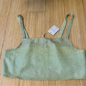 Free People Green Sequin Crop Top